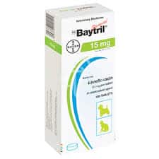 Baytril 15mg Flavour Tablets 100 Tab – Enrofloxacin Antibiotic for Cats & Small Dogs